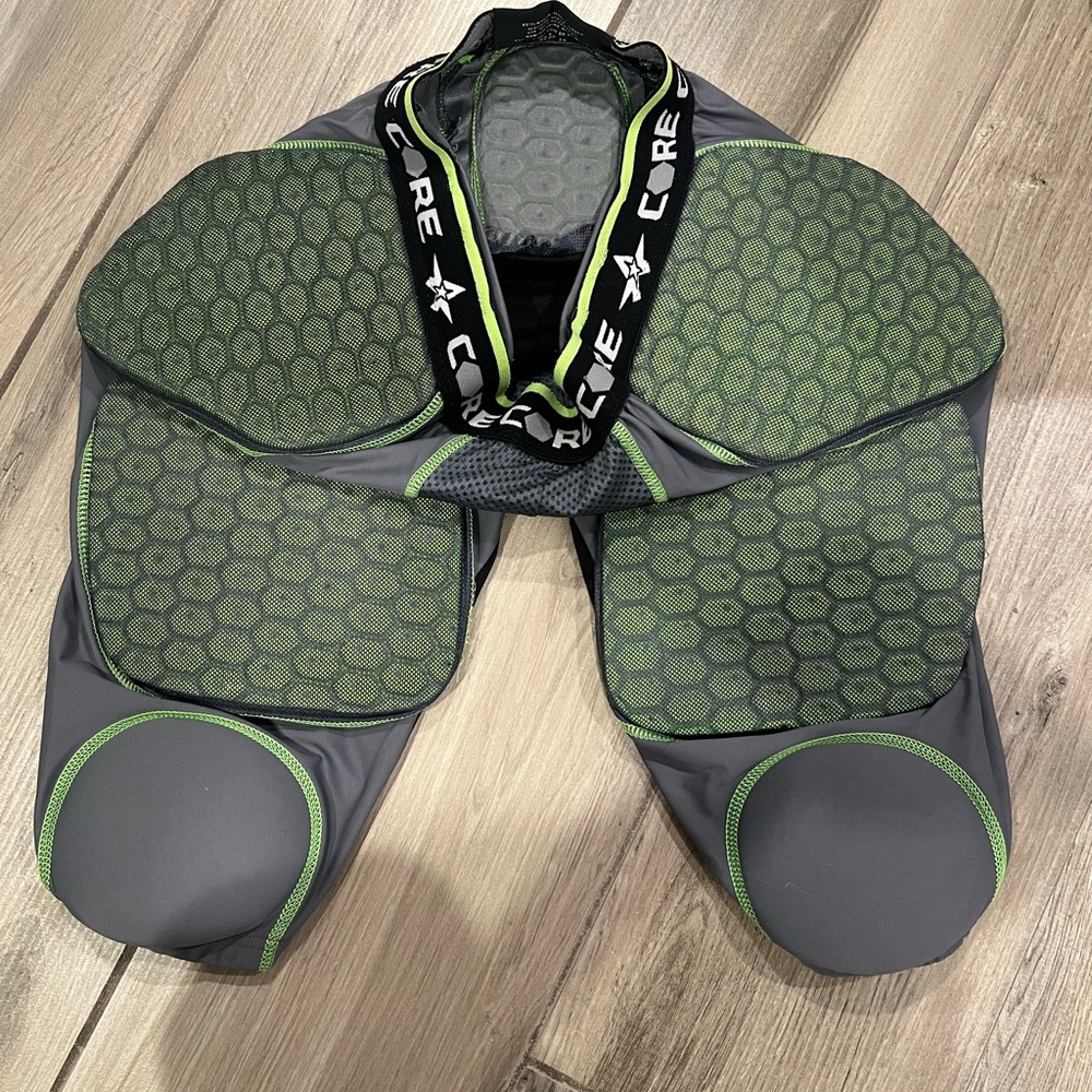 Boys XL Green and Gray Core Padded Football Pants
